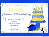 Graduation and Birthday Party Invitations Blue 18th Birthday Graduation Party Invitation Bright