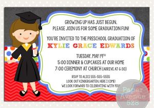 Graduation Invitation Cards for Kindergarten Girls Graduation Invitations Chalkboard Premade Card Invite