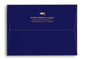 Graduation Invitation Envelopes Blue Gold 5×7 Graduation Invite Envelope Zazzle