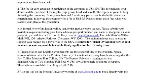 Graduation Invitation Letter for Visa Graduation Invitation Examples