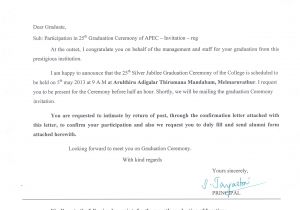Graduation Invitation Letter From University 25th Graduation Ceremony Adhiparasakthi Engineering College