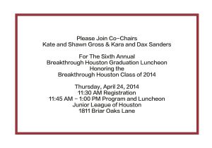 Graduation Lunch Invitation Breakthrough Houston News and events