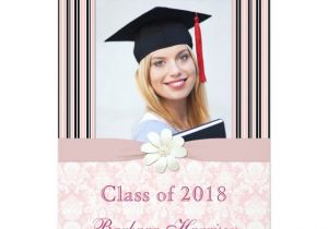 Graduation Paper for Invitations Black Pink White Stripes Damask Graduation Party 5×7