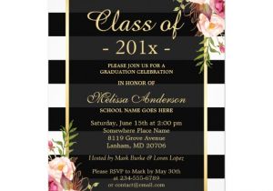 Graduation Paper for Invitations Class Of 2016 Graduation Classy Floral Stripes 5×7 Paper