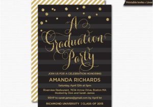 Graduation Party Invitations for Two Gold Glitter Graduation Party Invitation Printable Graduation