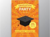 Graduation Party Invitations Free Download orange Graduation Party Invitation Vector Free Download