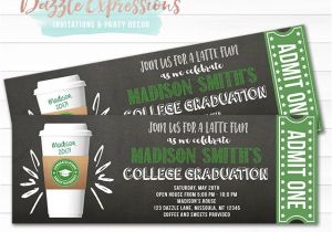 Graduation Party Ticket Invitations Printable Starbucks Inspired Chalkboard Ticket Graduation