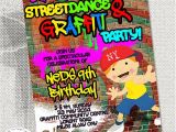 Graffiti Birthday Party Invitations Graffiti Dance Birthday Party Invitation