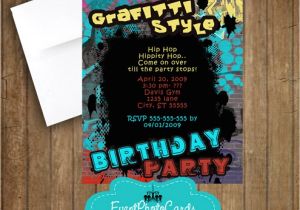 Graffiti Birthday Party Invitations Graffiti Invitations Teen Invites for Birthday Urban