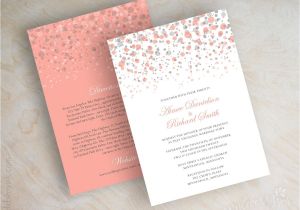 Gray and Coral Wedding Invitations Coral and Gray Polka Dot Wedding Invitation Modern Confetti