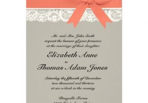 Gray and Coral Wedding Invitations Personalized Coral Wedding Invitations