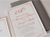 Gray and Coral Wedding Invitations Templates Printable Wedding Invitation Kits with Coral and