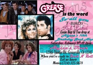 Grease Party Invites Set Of 8 Grease Inspired Birthday Invitations or Set Of 8