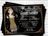 Great Gatsby Bridal Shower Invitations Bridal Shower Invitation Great Gatsby Flapper Black and Gold