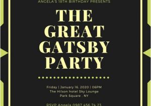 Great Gatsby Party Invitation Wording Customize 204 Great Gatsby Invitation Templates Online