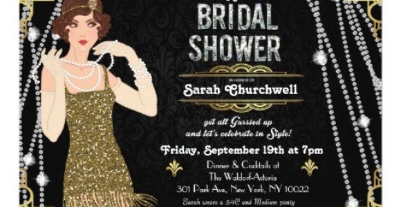 Great Gatsby themed Bridal Shower Invitations Great Gatsby Art Deco Bridal Shower Invitation