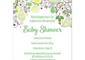 Green and Yellow Baby Shower Invitations Yellow and Green Paisley Neutral Baby Shower Invitation