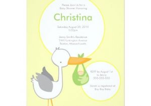 Green and Yellow Baby Shower Invitations Yellow and Green Stork Baby Shower Invitation 5" X 7