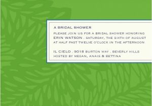 Green Bridal Shower Invitation Wording Wedding Shower Invitations