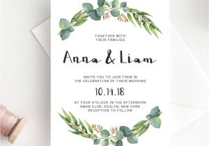 Greenery Wedding Invitation Template Green Wedding Invitation Template Download Green Leaf Wedding