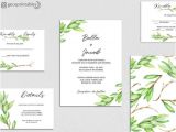 Greenery Wedding Invitation Template Printable Greenery Wedding Invitation Template Editable