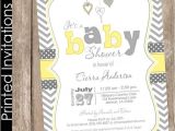 Grey and Yellow Baby Shower Invites Printed Neutral Yellow and Grey Baby Shower Invitation