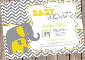 Grey and Yellow Baby Shower Invites Yellow and Gray Elephant Baby Shower Invitation Yellow