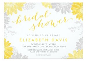 Grey and Yellow Bridal Shower Invitations Gray and Yellow Modern Floral Bridal Shower Custom