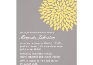 Grey and Yellow Bridal Shower Invitations Yellow Gray Flower Bridal Shower Invitations Zazzle