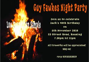 Guy Fawkes Party Invitations Real Bonfire Birthday Guy Fawkes