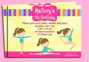 Gym Birthday Party Invitations Gymnastics Invitation Printable or Printed with Free Shipping