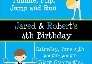 Gym Birthday Party Invitations Printable Birthday Invitations Twins Party Gymnastics themed
