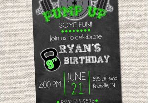 Gym Birthday Party Invitations Weight Lifting Birthday Invitation Crossfit Party