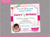Half Birthday Party Invitations Half Birthday Party Invitation Girl Cupcake 6 by