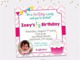 Half Birthday Party Invitations Half Birthday Party Invitation Girl Cupcake 6 Month