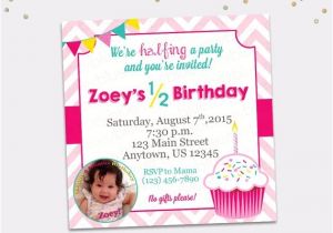 Half Birthday Party Invitations Half Birthday Party Invitation Girl Cupcake 6 Month