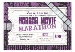 Halloween Movie Party Invitations Movie Ticket Halloween Horror Movie Party 5×7 Paper