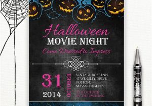 Halloween Movie Party Invitations Printable Halloween Invitation Halloween Movie Night by
