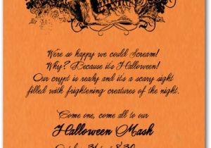 Halloween Party Invite Wording for Adults Grunge Skull On orange Halloween Party Invitations