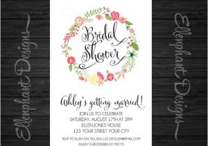 Handwritten Bridal Shower Invitations Floral Wreath Bridal Shower Invitation Also by Ellenphant