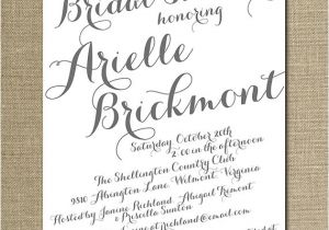 Handwritten Bridal Shower Invitations Modern Script Bridal Shower Invitation Gray White