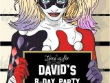 Harley Quinn Birthday Invitation Template Harley Quinn Custom Digital Printable Birthday Party Invite