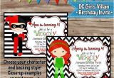 Harley Quinn Birthday Invitations Dc Villain Girls Birthday Invitation Harley Quinn Invite