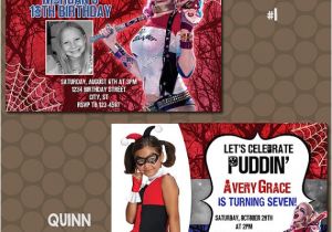 Harley Quinn Birthday Invitations Harley Quinn Birthday Party Invitations Printable Uprint