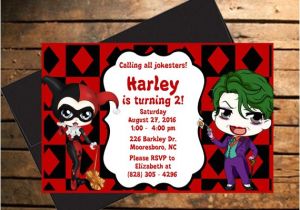 Harley Quinn Birthday Party Invitations Downloadable Harley Quinn the Joker themed Birthday