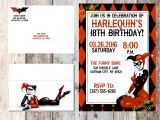 Harley Quinn Birthday Party Invitations Harley Quinn Invitation Birthday Baby Shower Dc Comics