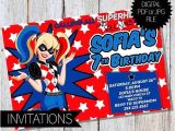 Harley Quinn Birthday Party Invitations Harley Quinn Super Hero Girls Birthday Party Printable