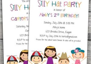 Hat themed Party Invitations Silly Hat themed Birthday Party Invitations Option to Print