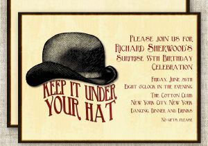 Hat themed Party Invitations Surprise Birthday Party Invitations Vintage Bowler Hat Digital