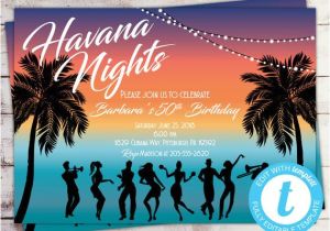 Havana Nights Party Invitation Template Havana Nights Birthday Invitation Cuban Party Tropical Etsy